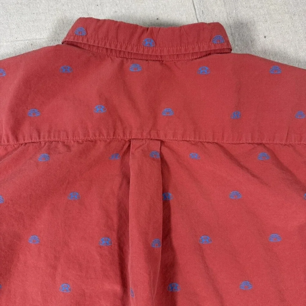The North Face Shirt Mens XL Red Camp All Over Print Tents Button‎ Up Hiking